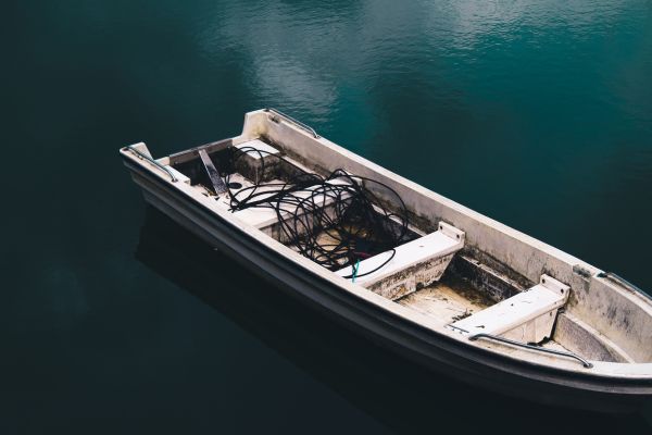 Cables on a small wooden boat